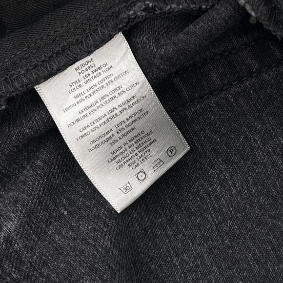 RE/DONE 80s Fold Over Jeans Vintage Noir Black Size 25 High Waist Tapered - Picture 5 of 7